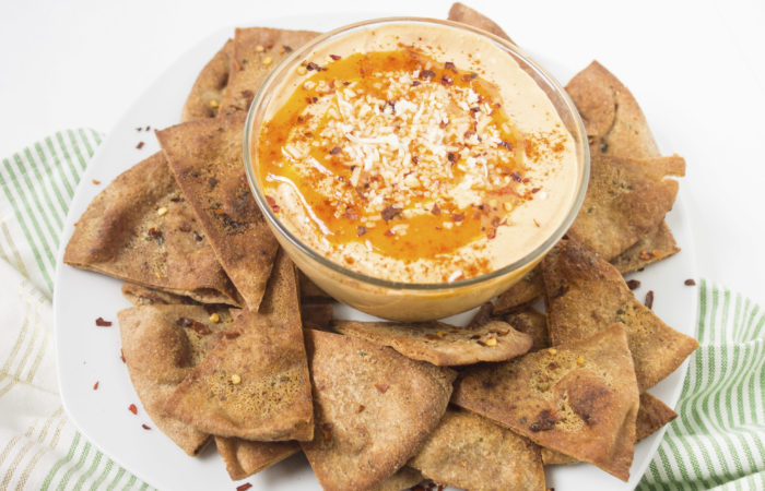 buffalo hummus plated