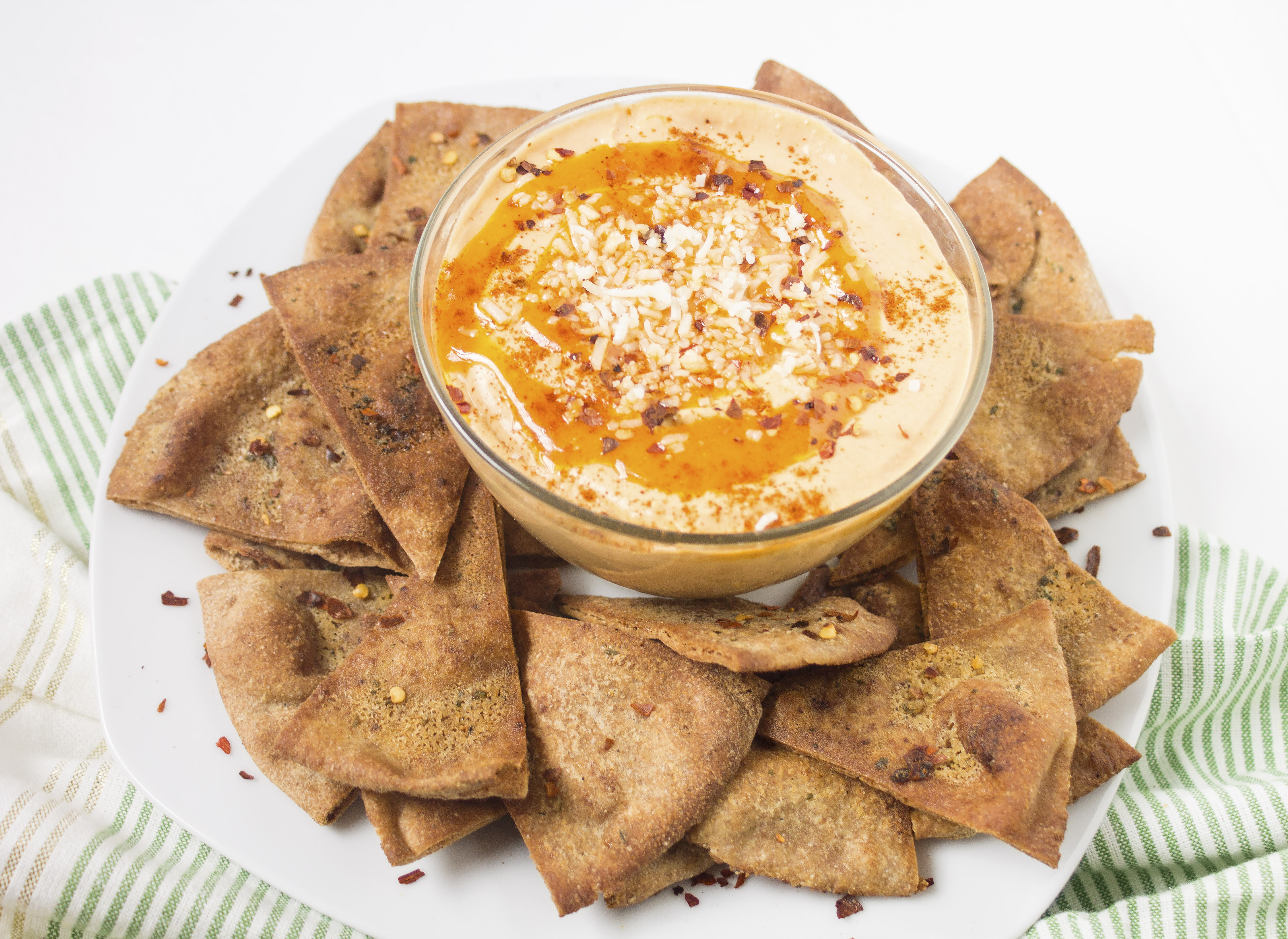 Buffalo Hummus with Ranch Pita Chips