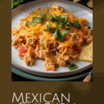 a plate of cheesy mexican chicken casserole