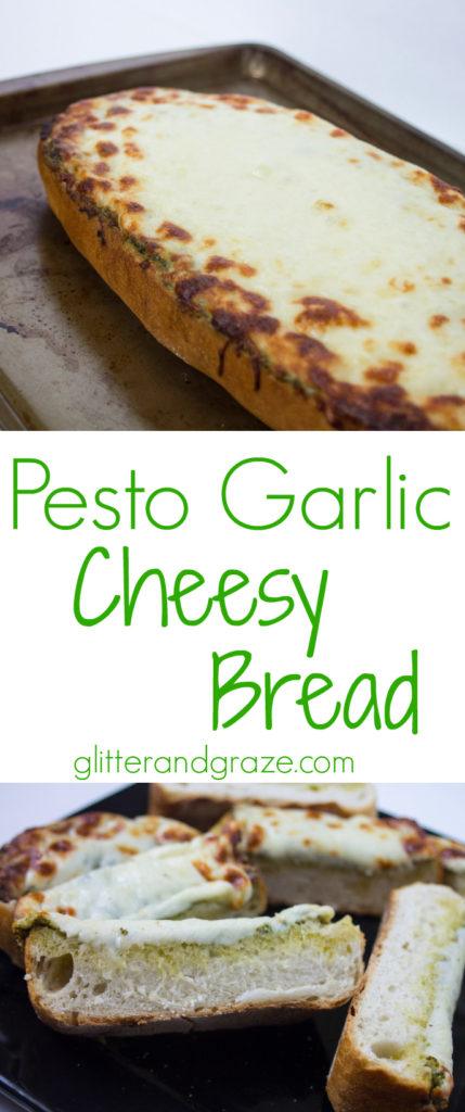 pesto garlic cheesy bread