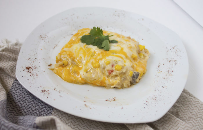 Mexican chicken casserole plated