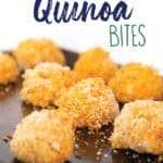 baking pan of buffalo chicken quinoa bites with bread crumb topping