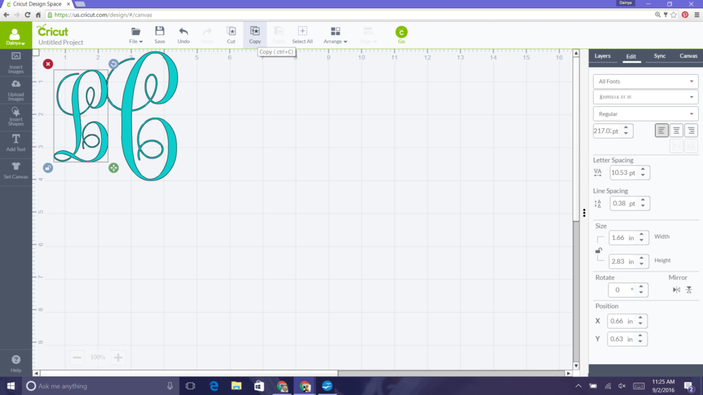 monogramming with cricut
