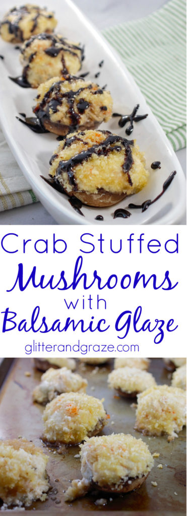 crab stuffed mushrooms with balsamic glaze