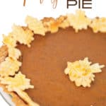 a pumpkin pie in a glass pan with leaf cut outs of crust