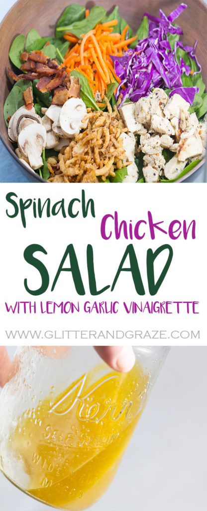 Spinach Salad with lemon garlic vinaigrette