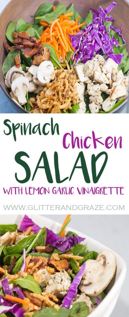 Spinach Salad with lemon garlic vinaigrette