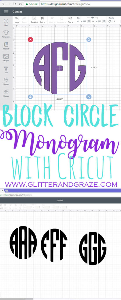 block circle monogram with cricut
