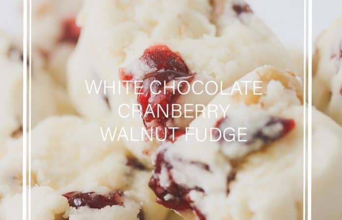 White chocolate cranberry walnut fudge