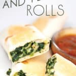 spinach and feta rolled in a tortilla and cooked with a cup of salsa with title