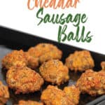 baking pan full of cooked jalapeno cheddar sausage balls