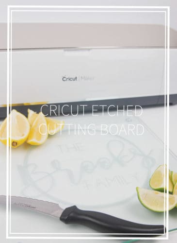 A cricut etched glass cutting board with limes, lemons and a knife