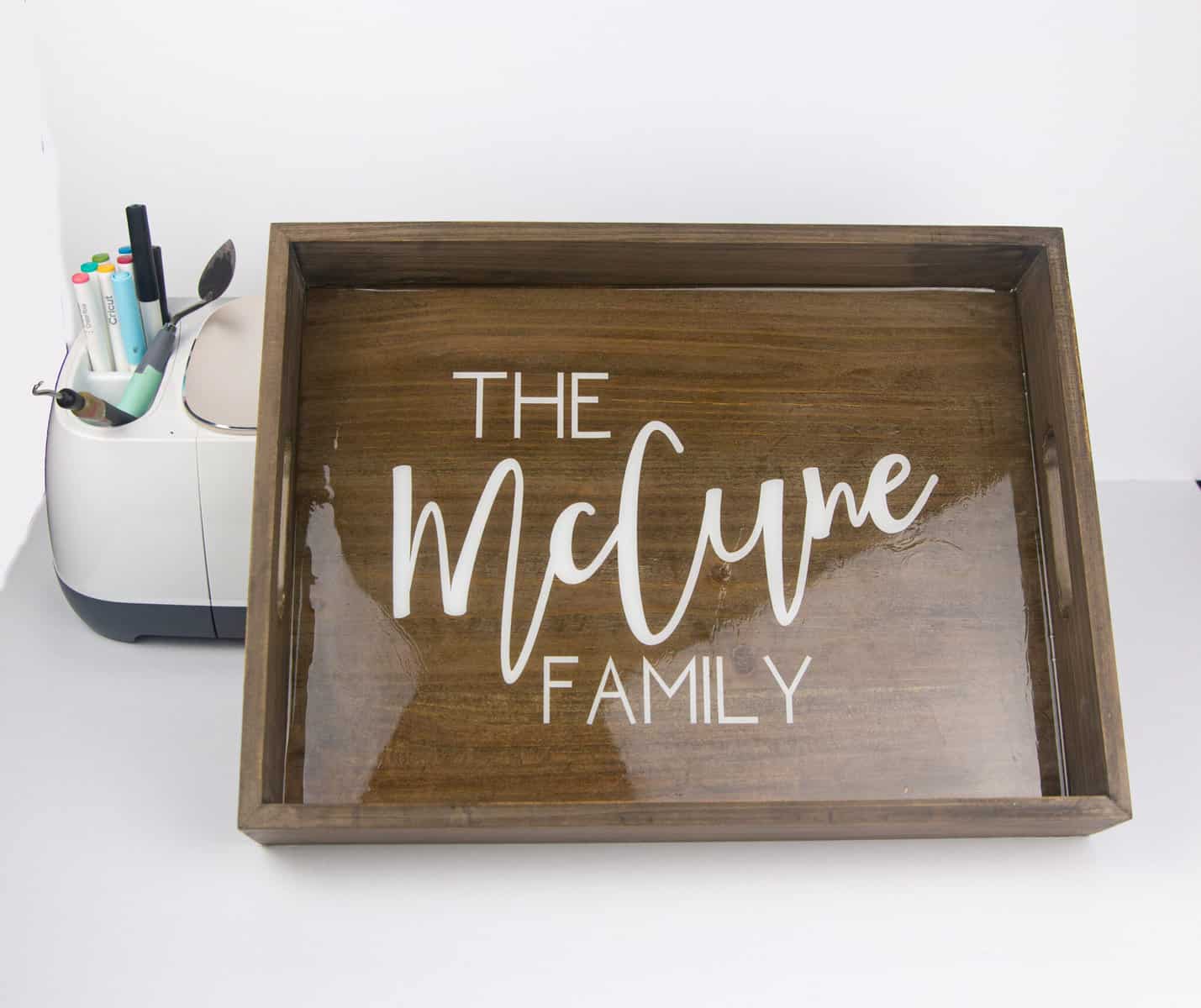 Personalized Serving Tray with Cricut Glitter and Graze