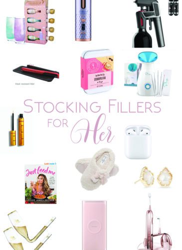 photo collage of different items off amazon for stocking fillers for her