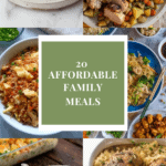 photo collage of 20 affordable family meals