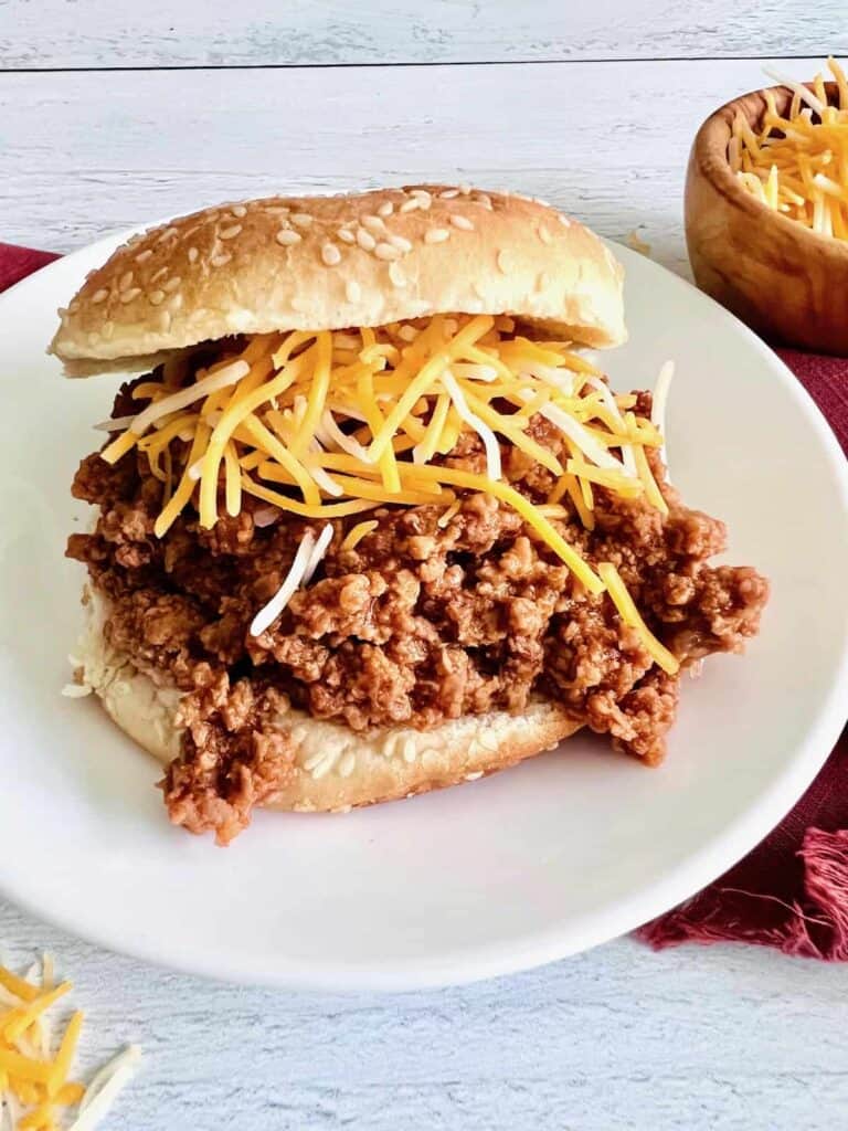 sloppy joe hamburger on a plate