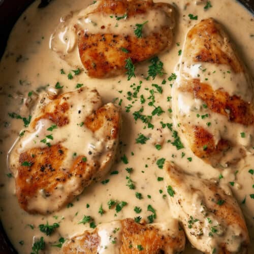 a shot of chicken in a pan for One-Pan Creamy Ranch Chicken