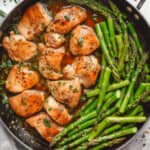 overhead shot of One-pan Honey Garlic Chicken Asparagus