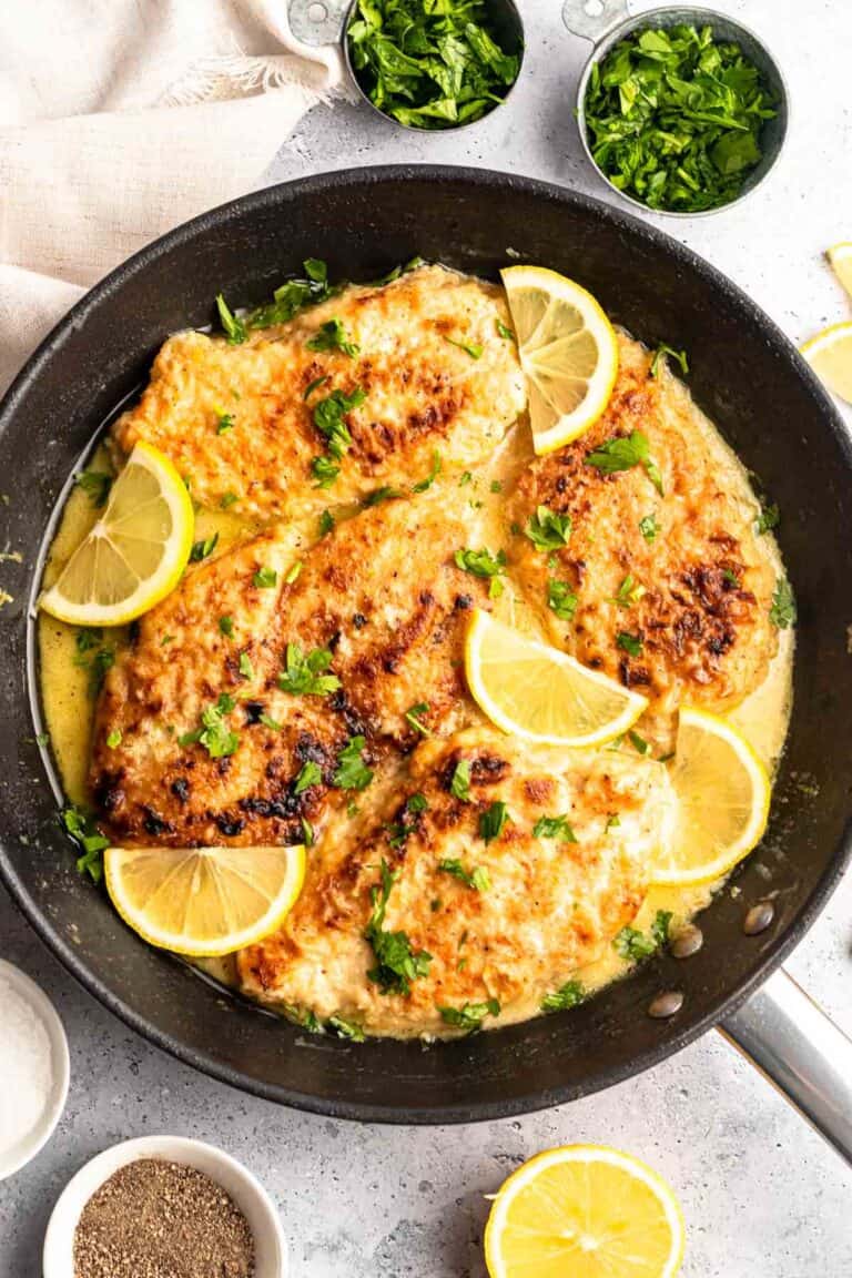 lemon and chicken in a pan
