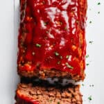 turkey meat loaf with red ketchup on top