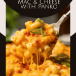 a pan of Spicy Pimento Mac & Cheese with Panko with a spoon